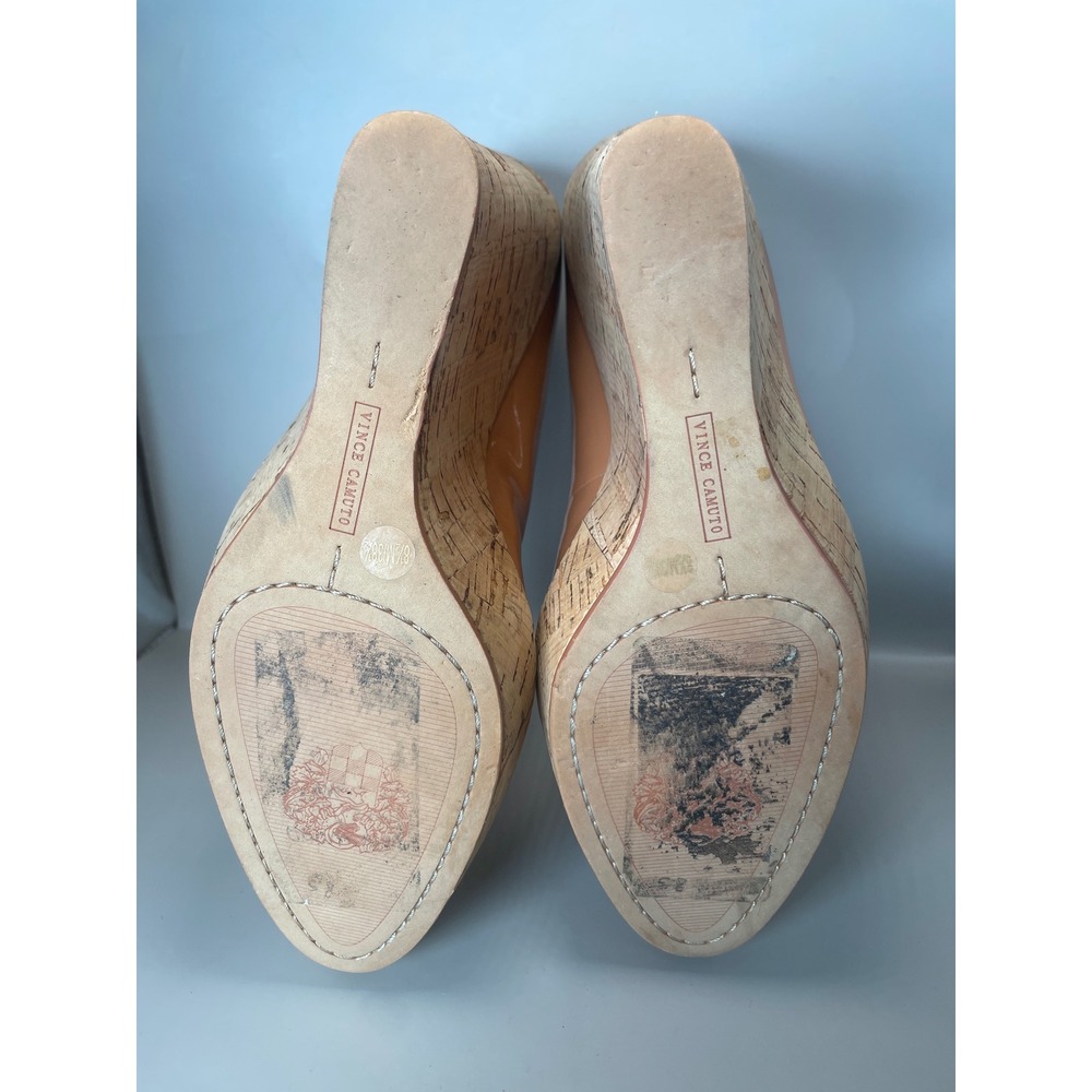Vince Camuto Faran Tan Patent Leather Cork Wedge Platform Pump Heels 8.5M - Picture 7 of 7